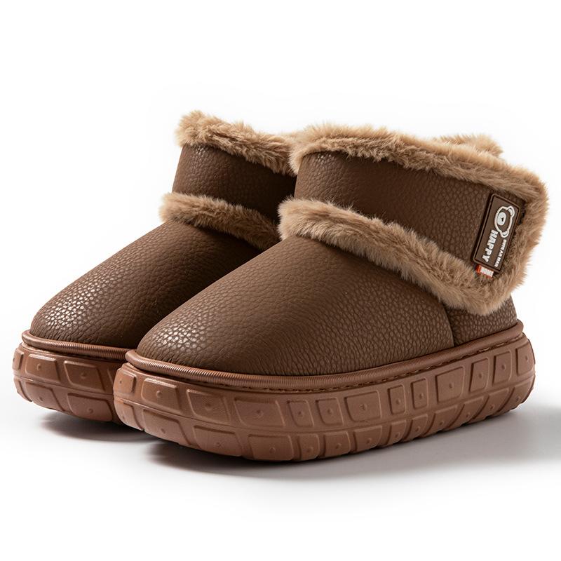 Outdoor Waterproof Bag with Cotton Slippers Women's Winter Home Thick-soled Plus Velvet Warm Cotton Shoes