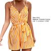 Dame Overall Ärmellose Tiefen V-ausschnitt Streifen Druck Kontrast Farbe Enge Taille Sommer Strampler Weibliche Kleidung