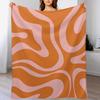 Flüssiger Süßigkeiten Retro Abstraktes Muster in Rosa und Orange Wohndecke Ganzjahres Weiche Leichte Decke für Zuhause