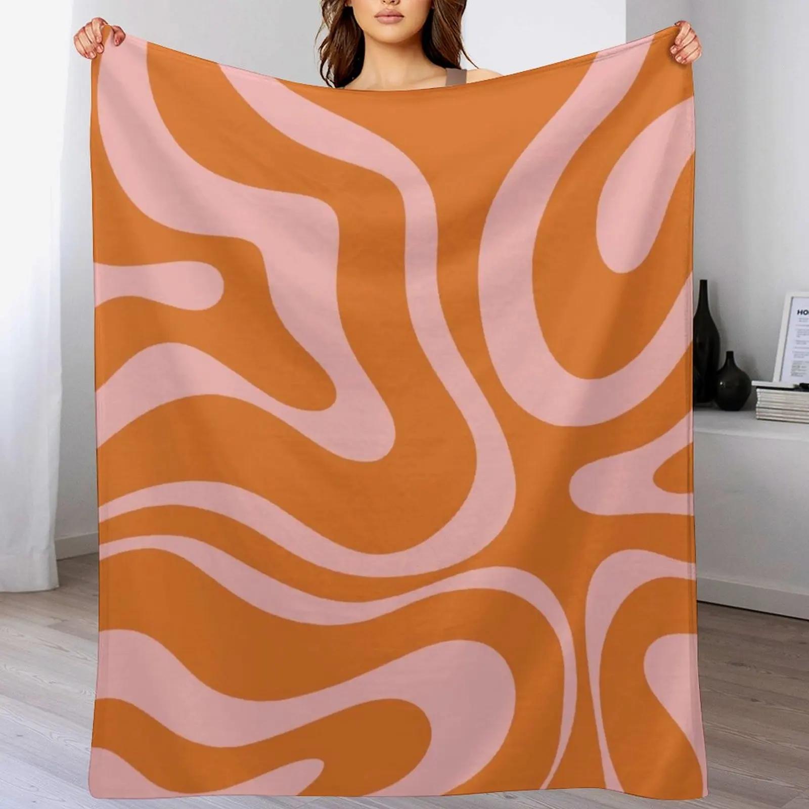 

Liquid Candy Retro Abstract Pattern in Pink and Orange Throw Blanket All Season Soft Lightweight Blanket for Home 102x76cm(40x30in)