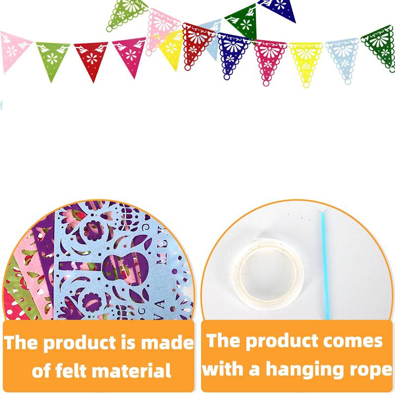 WTEMPO Cinco De Mayo/Mexican Party Banners Carnival Event Decor Día De Muertos Indoor Outdoor Cultural Activity Supplies Day of The Dead Hanging Flags