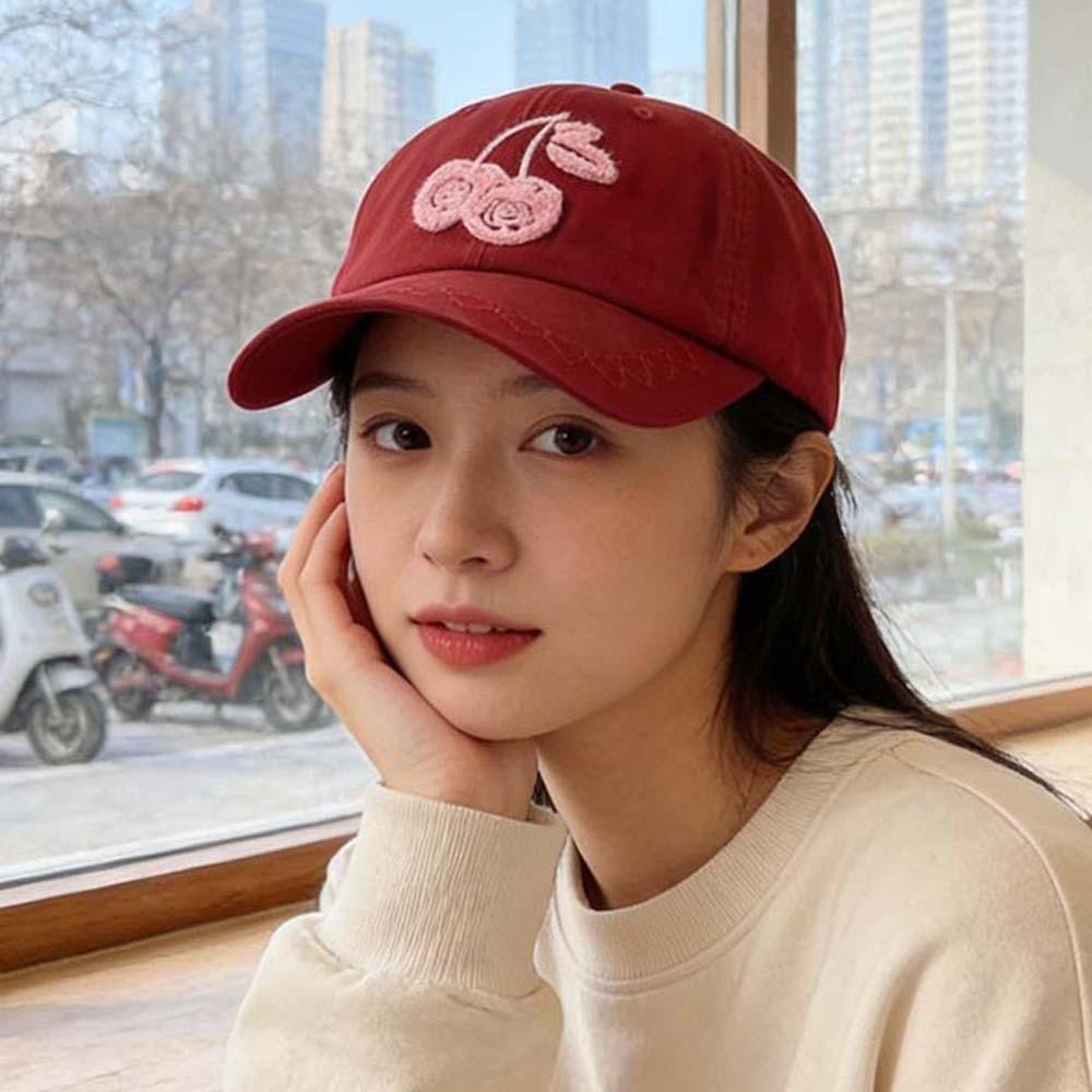Sunscreen Cherry Baseball Cap Adjustable Sunshade Casquette Casual Embroidered Peaked Hat  Sports