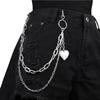 Vintage Long Heart-shaped Metal Rock Trousers Hipster Pant Jean Keychain Ring Clip Tassel Keychains Women Accessory