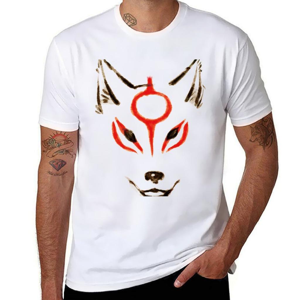 Okami - Amaterasu Head Outline T-Shirt T Shirt for Man Man T Shirt Designer T-Shirt