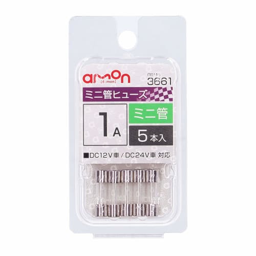 Amon Mini Tube Sikring 1A (Ca. 5,2 x Lengde Ca. 20 mm) 5 stykker 3661