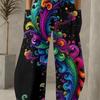 Women's Standard Size Fashion Trendy 3D printing oom Print Wide-Leg Pants,Comfortable and Suitable for All Seasons