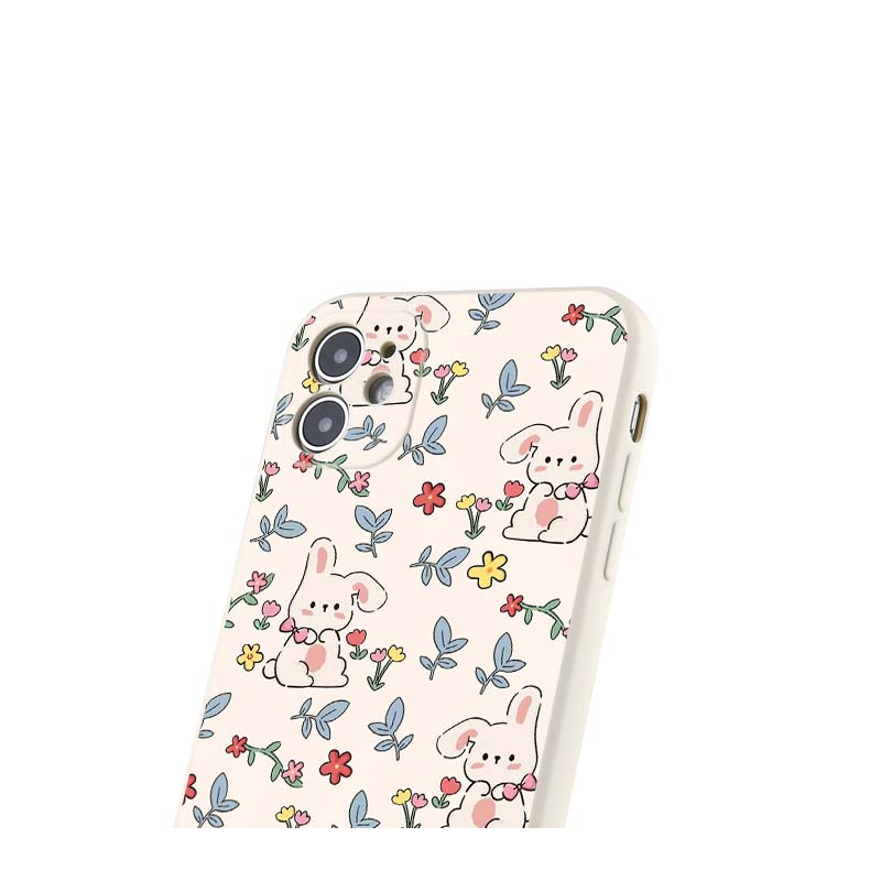 Husă drăguță cu iepure florală pentru Iphone 14pro Plus 13 11 12mini Husă de lux din silicon moale rezistentă la șocuri pentru Iphone 11pro Max Capinha