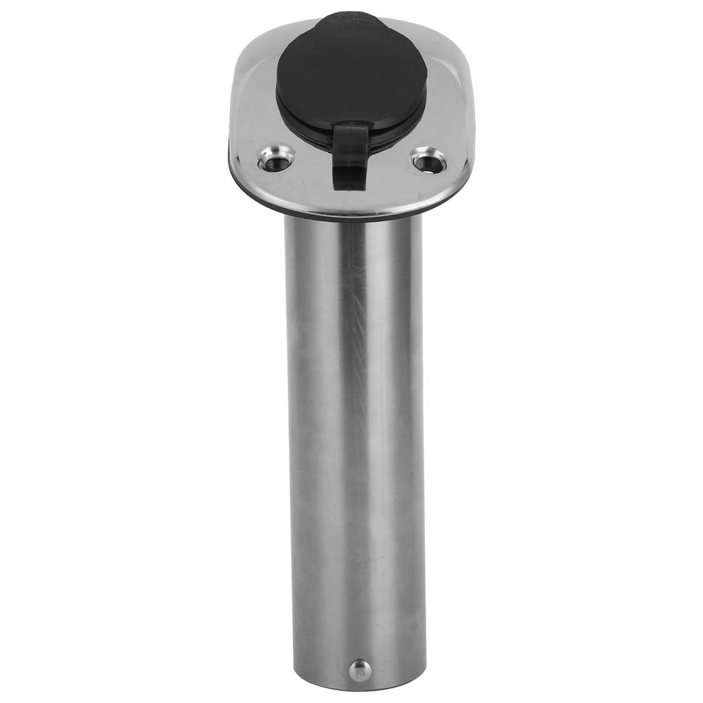 Stainless Steel Flush Mount Rod Holder 30 Degree with PVC Liner and Cap for Boat Yacht
