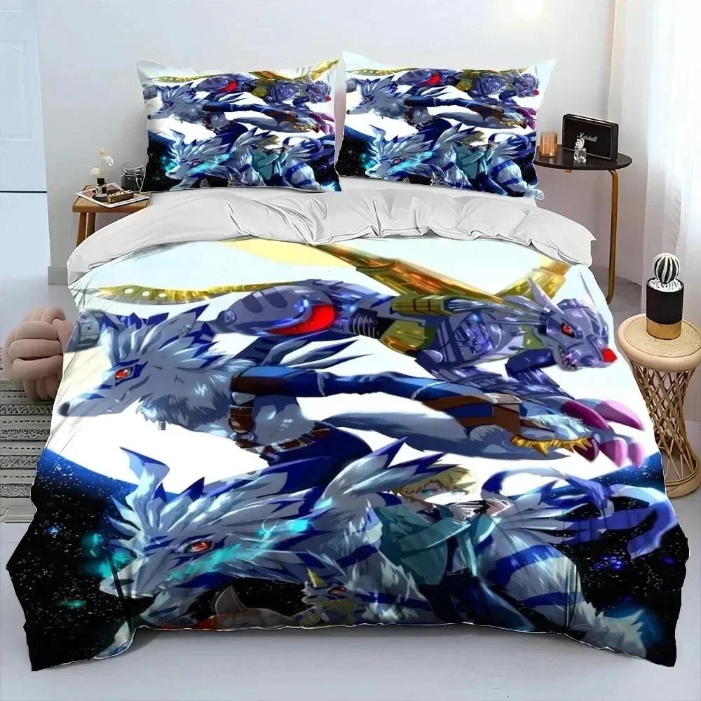 Luxury New 3D Print Anime Digimon Adventure Monster Bedding Set Duvet Cover Bed Set Quilt Cover Pillowcase Queen Size Boys Adult