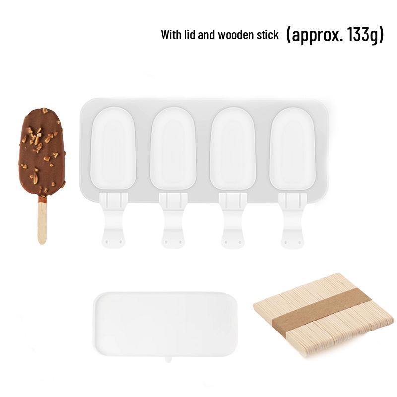 Oval Silicone Ice Pop Mold - Food Grade, 4 Cavities for DIY Popsicles