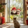 Festive Window Art for Holidays Christmas Santa Claus & Cat Static Clings, PVC Waterproof Glass Stickers, Seasonal Home Decor Windows Decorative