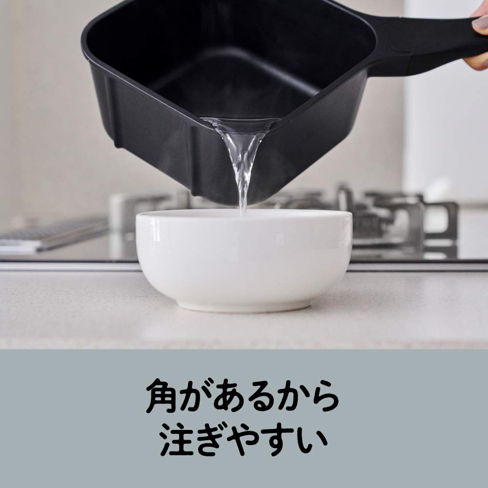 Doshisha Square Frying Pan Sutto 18 x 6 cm Compatible with all heat sources (Gas and IH compatible) Black Deep