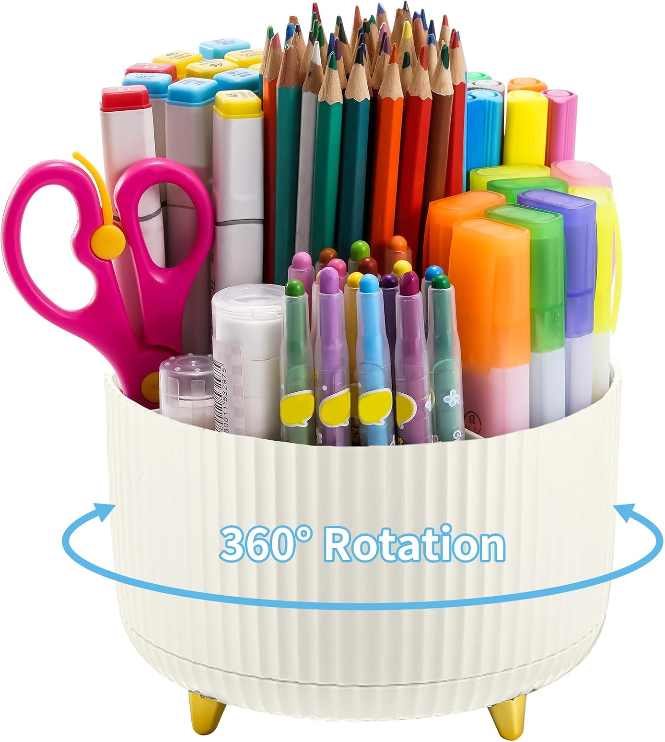 Desk Organizer, 360-Degree Rotating Pen Holder for Desk with 5 Compartments Pencil Organizer, Storage Box Caddy for Office, Home белый