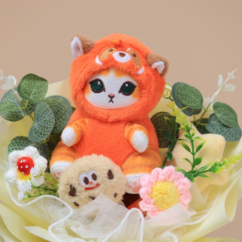 Kawaii Mofusand Shark Cat Plush Toys Keychain Creative Handmade Bouquets Stuffed Doll Christmas Vanlentine Birthday Gifts