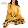 2 pçs/set o-pescoço manga longa mid-rise cintura elástica solto pijamas conjunto meninas dos desenhos animados impressão pulôver blusa calças compridas conjunto