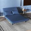 2-Seater Sofa Bed Linen-Type Upholstered with Backrest Adjustable In 5 Positions and 2 Pillows 120x75x85 Cm Dark Blue