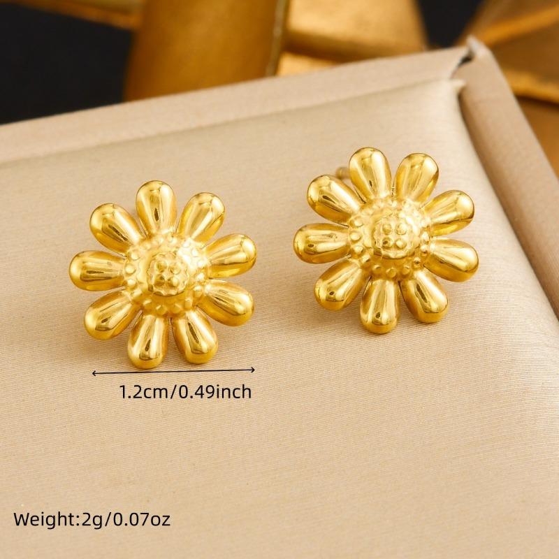 Gold Plated Daisy Flower Jewelry Set Necklace and Earrings Fashion Jewelry for Women