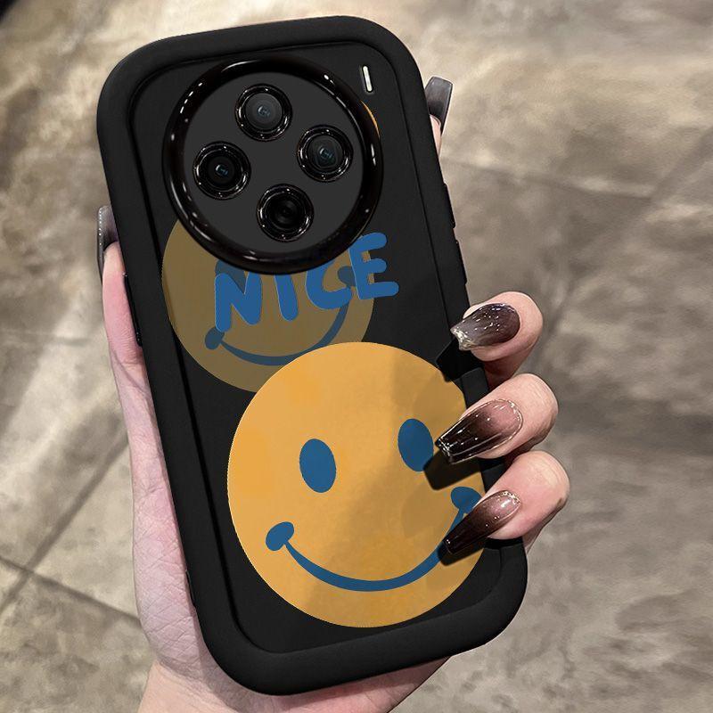 Slim Silicone Phone Case Vivo X100S X100 Ultra X90 X80 Series Yellow Smiley Cartoon Design Full Coverage Anti-Drop Protection vivo X100 Ultra