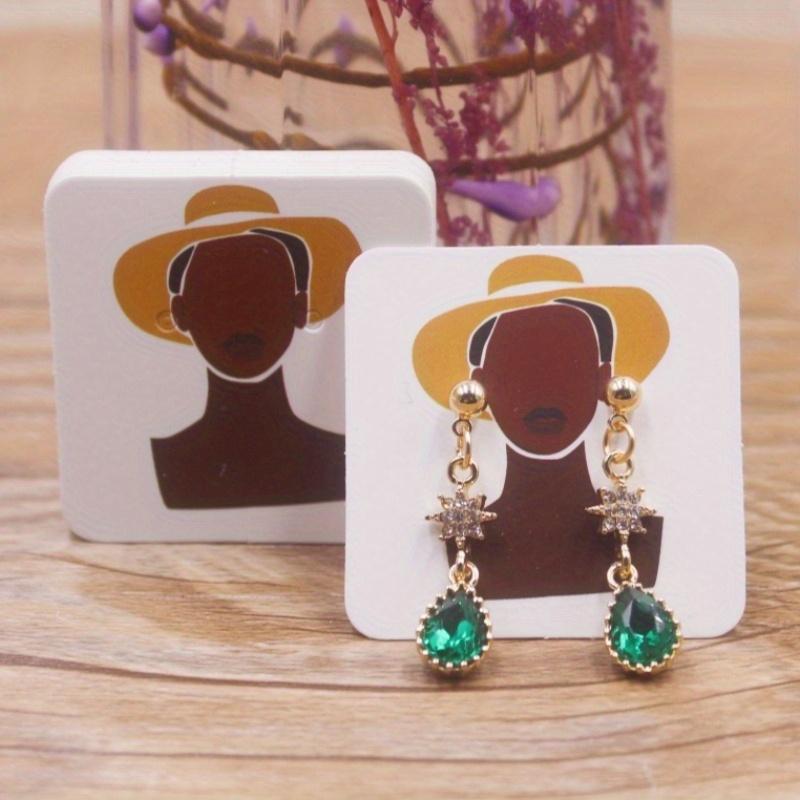 100pcs 4 X4cm New Luxury Brand Jewelry Pearl Powder Paper Display Earring Cards, Earrings, Earring Packaging Label Cards