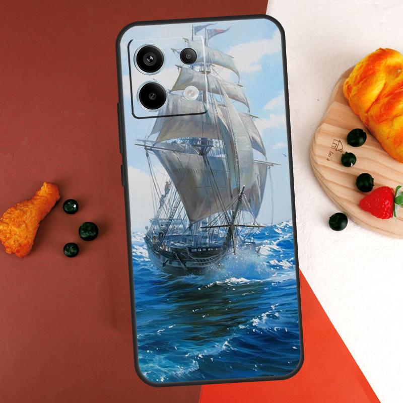 Sailing Pirate Ship Boat Case For Xiaomi Redmi Note 14 13 Pro 9 10 11 12 Pro 10S 11S 12S Redmi 13C 10C 12C 14C Coque
