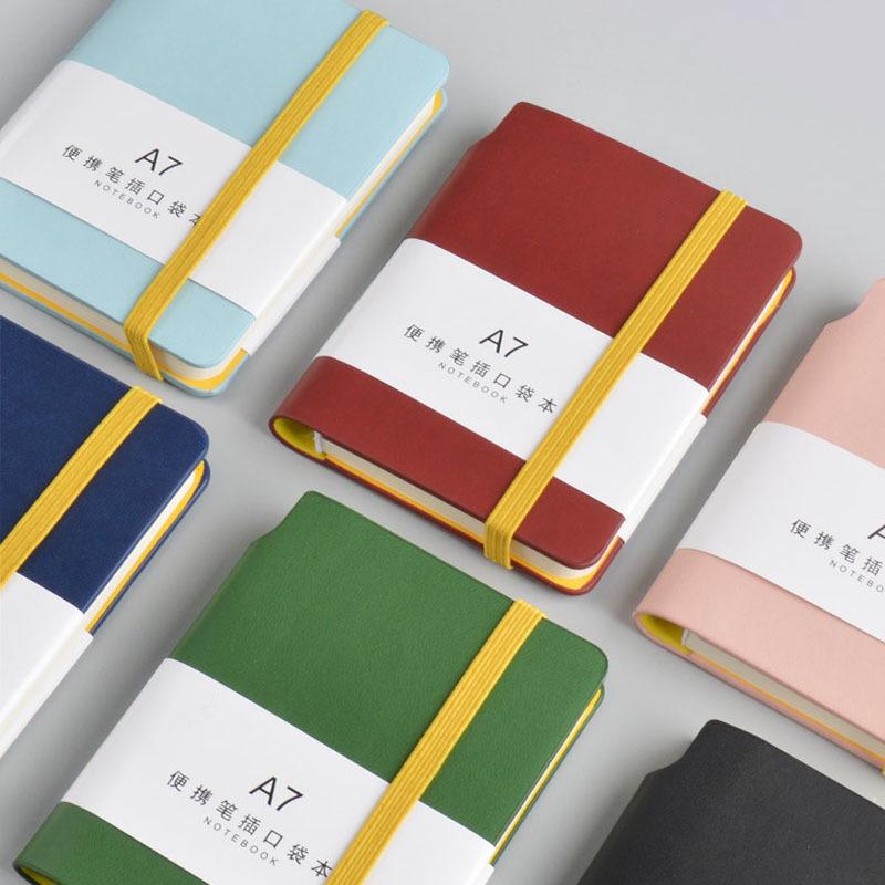 A7 Mini Notebook: Compact A6 with Colored Band - Portable Student Memo Pocket Planner