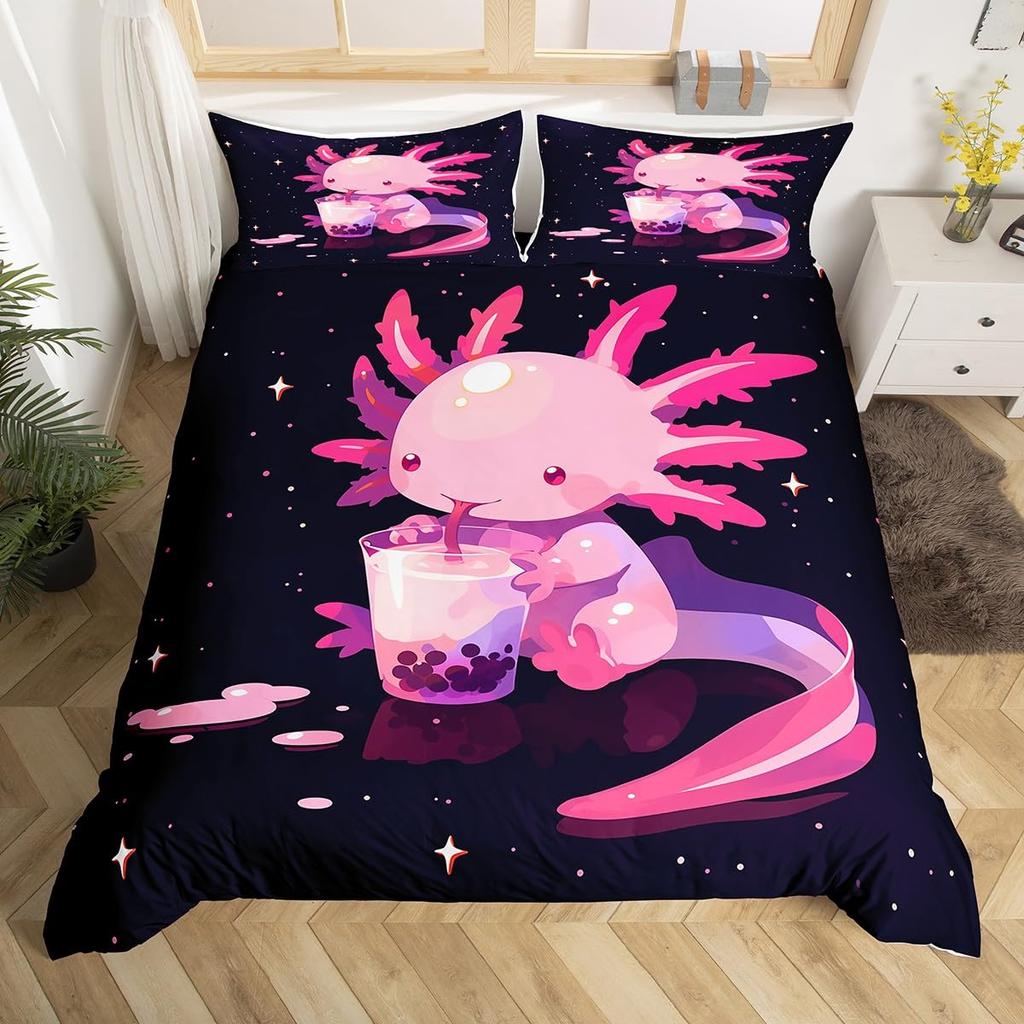 Ocean Sealife Duvet Cover Full Sizecartoon Salamander Comforter Cover Boys Girls Teens Bedspread Cover 3Pcs With 2 Pillowcases