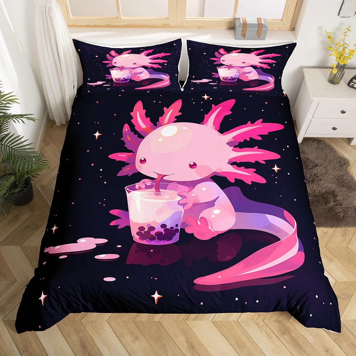 

Ocean Sealife Duvet Cover Full Sizecartoon Salamander Comforter Cover Boys Girls Teens Bedspread Cover 3Pcs With 2 Pillowcases EU Single(135x200cm)