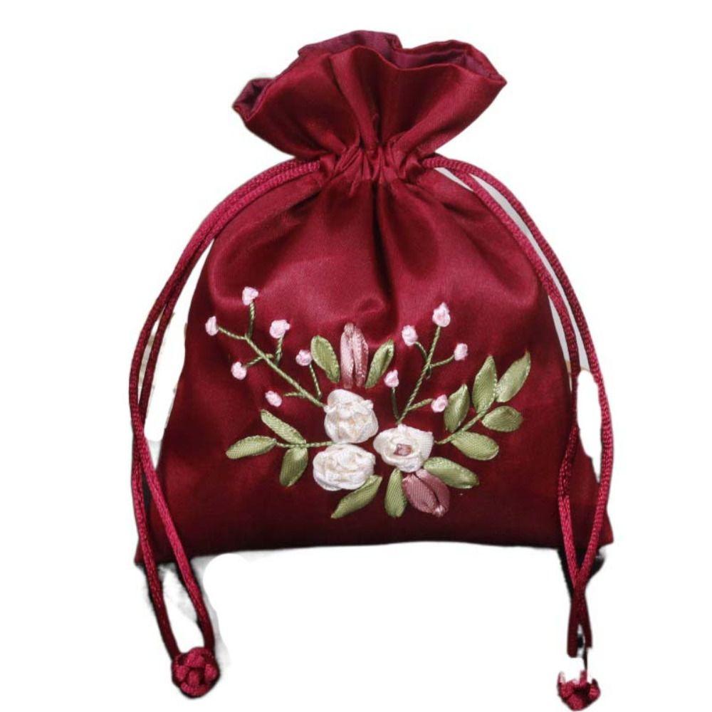 Candy Bag Embroidery Flower Drawstring Bag Perfume Spice Bag Cloth Storage Bag  Ladies