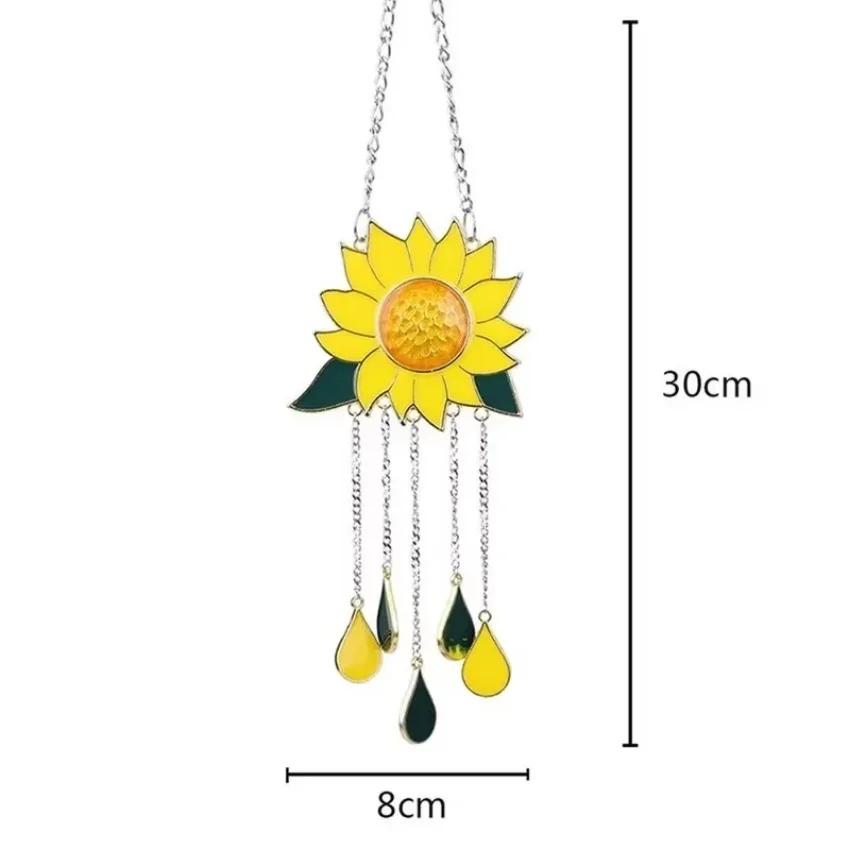 New Outdoor Yard Garden Decoration Ornament Sunflower Boat Wind Chimes Pendant Metal Window Windchimes Hanging Ornaments Home