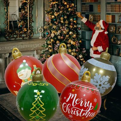 60cm Inflatable Decorated Ball Waterproof Christmas Inflatable Balloon with Pump Inflatable Christmas Holiday Yard Decorations