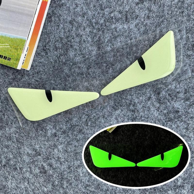 Luminous 3D Demon Eye Cat Eye Design Motorcycle Sticker Glowing Headlight Decal For Scooters Decoration as the picture