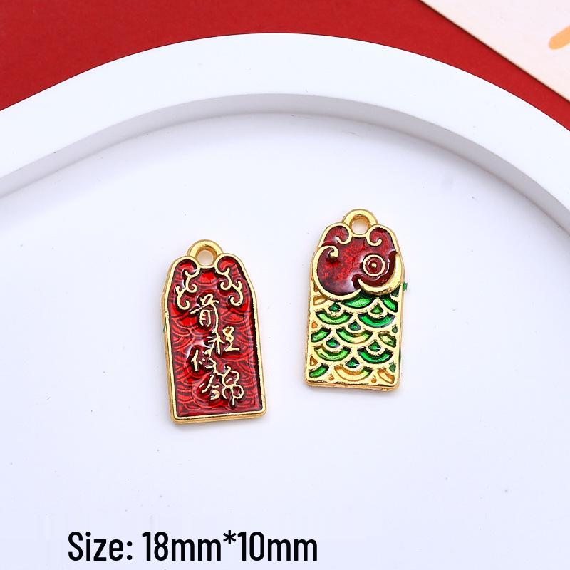 Chinese Style Wealth & Treasures Pendant: Alloy Enamel DIY for Bracelets & Necklaces - New Year Gift