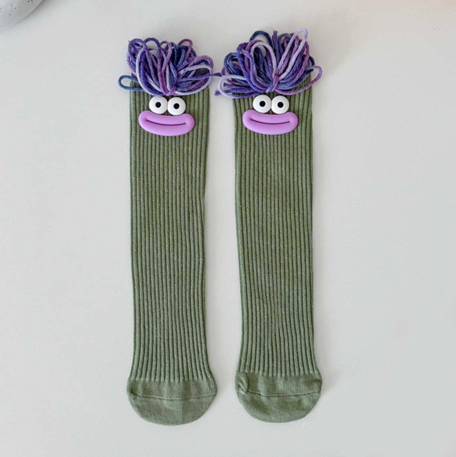 

Носки средней длины для девочек с цветными косичками в виде большого рта, забавные длинные носки, милые носки средней длины One Size