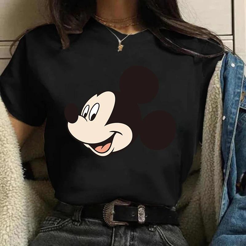 Disney T-shirt Gothic Fashion Mickey T-shirt Minnie Mouse Print Casual T-shirt Women's Kawaii T-shirt Kawaii Loose Clothing