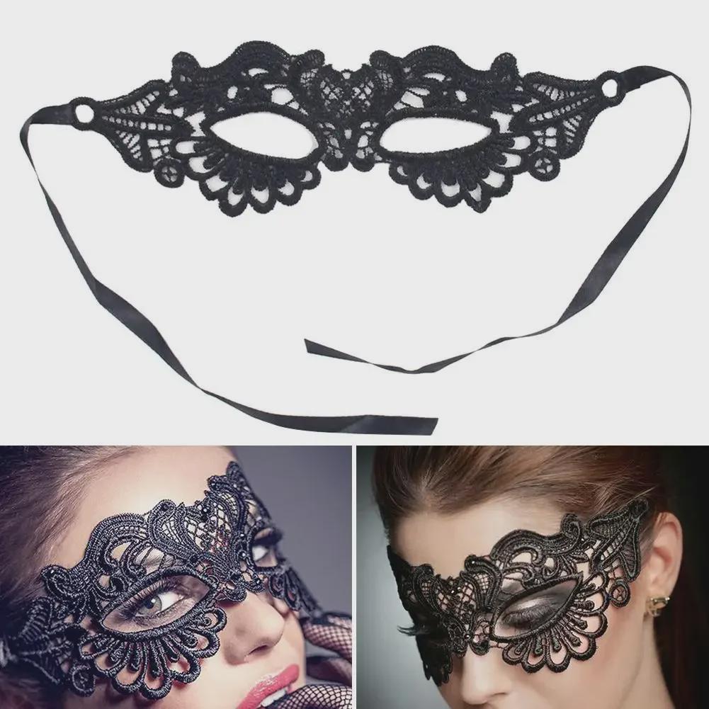Xiyin Halloween-Halbmaske aus Spitze für Damen