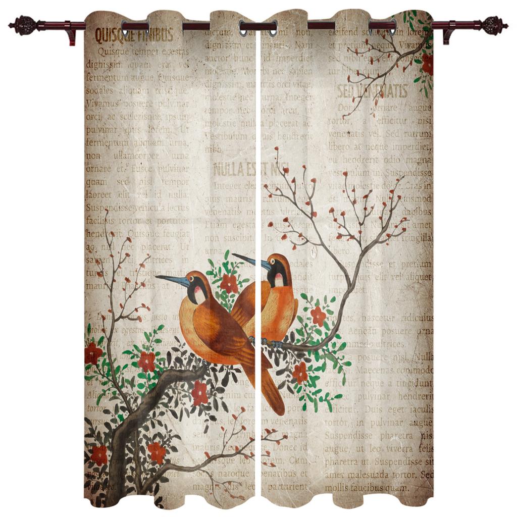 Blumen und Vögel im chinesischen Stil Illustration Fenstergardinen für Wohnzimmer Dekorative Artikel Wohnzimmer