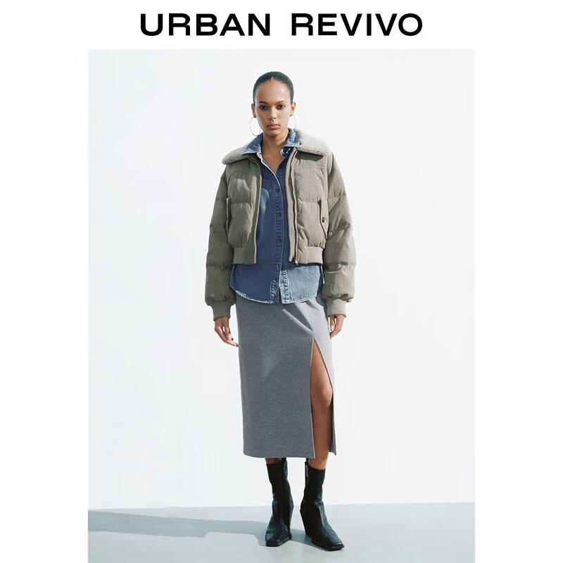 UR2025 Women's Vintage Corduroy Lamb Wool Collar Duck Down Jacket