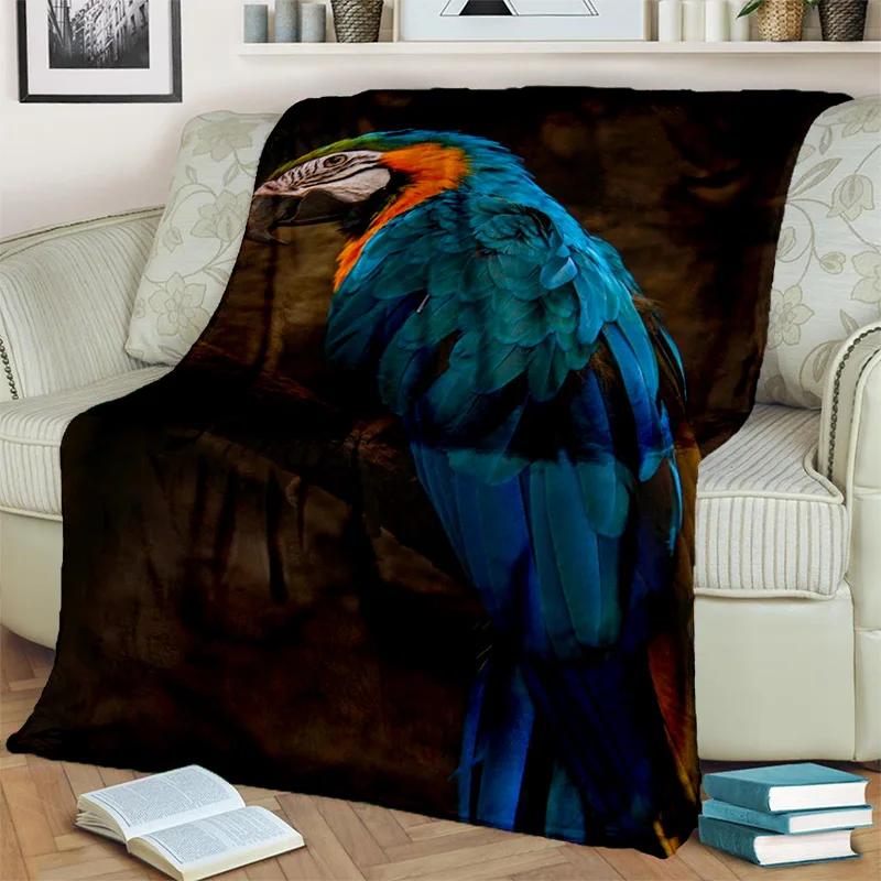 3D Colorful Macaws Parrot Birds Blanket,Soft Throw Blanket for Home Bedroom Bed Sofa Picnic Travel Office Rest Cover Blanket Kid