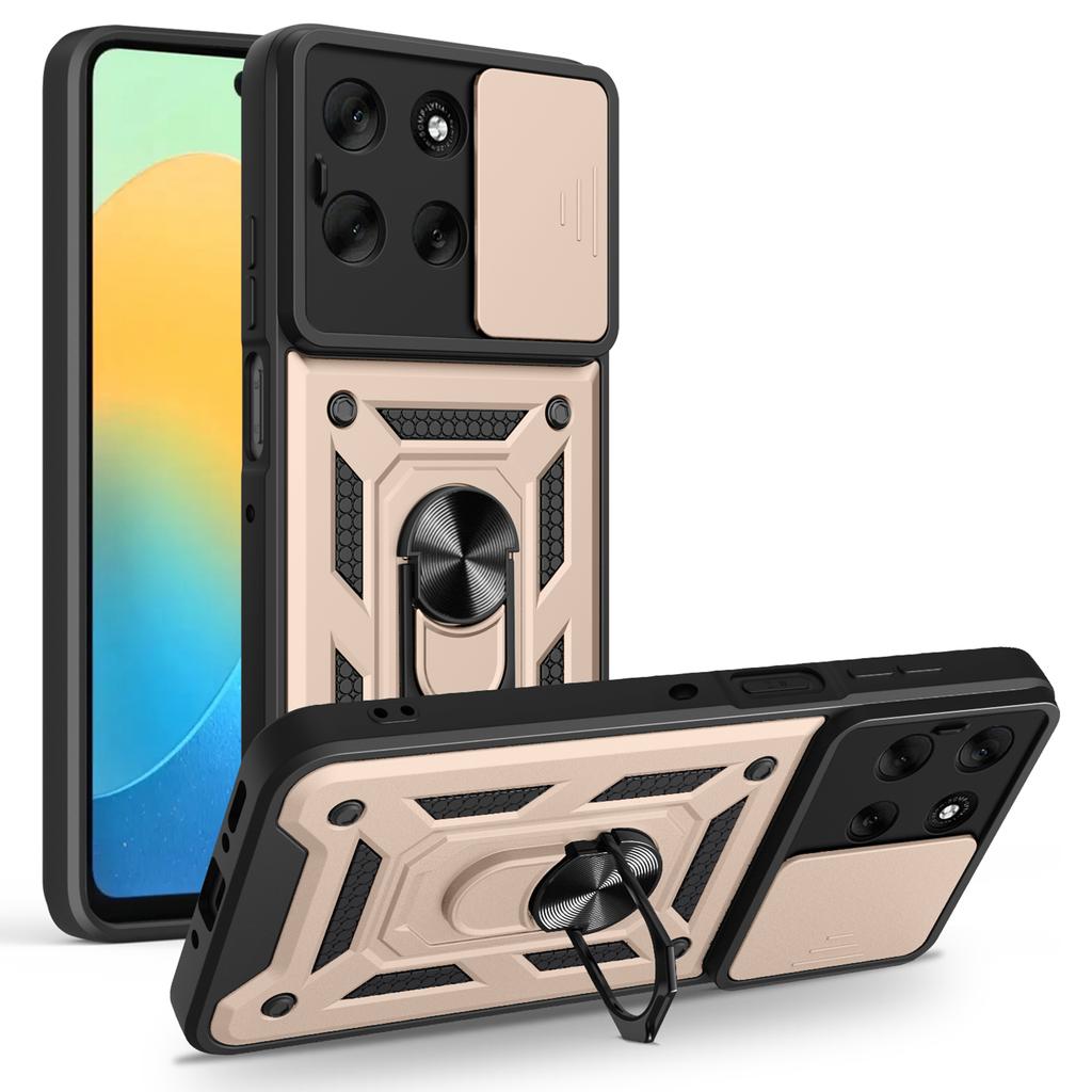 AMORUS For Motorola Moto G56 5G Case Kickstand PC+TPU Phone Cover with Camera Lens Slider