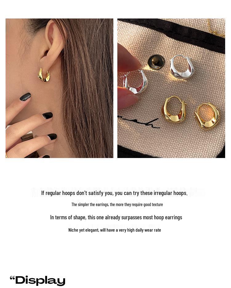 Irregular Niche Design 925 Silver Ear Hoops - Trendy Earrings for a Chic, Fashionable Look