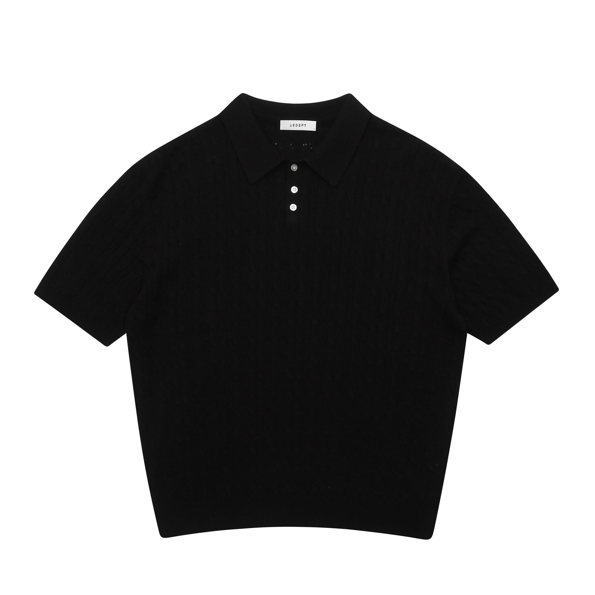 Le Dept Cotton Cable Eyelash Collar Knit [Black] Black/M