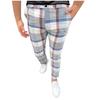 Mens Casual Fashion Multi-color Digital Print Plaid Suit Pants