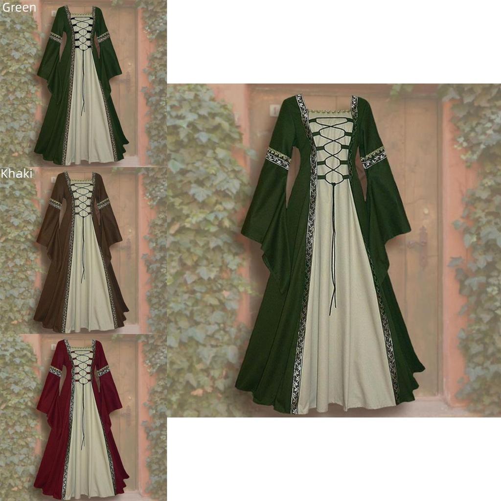 Vintage Gothic Renaissance Dress With Long Sleeves For Women's Cosplay Costume