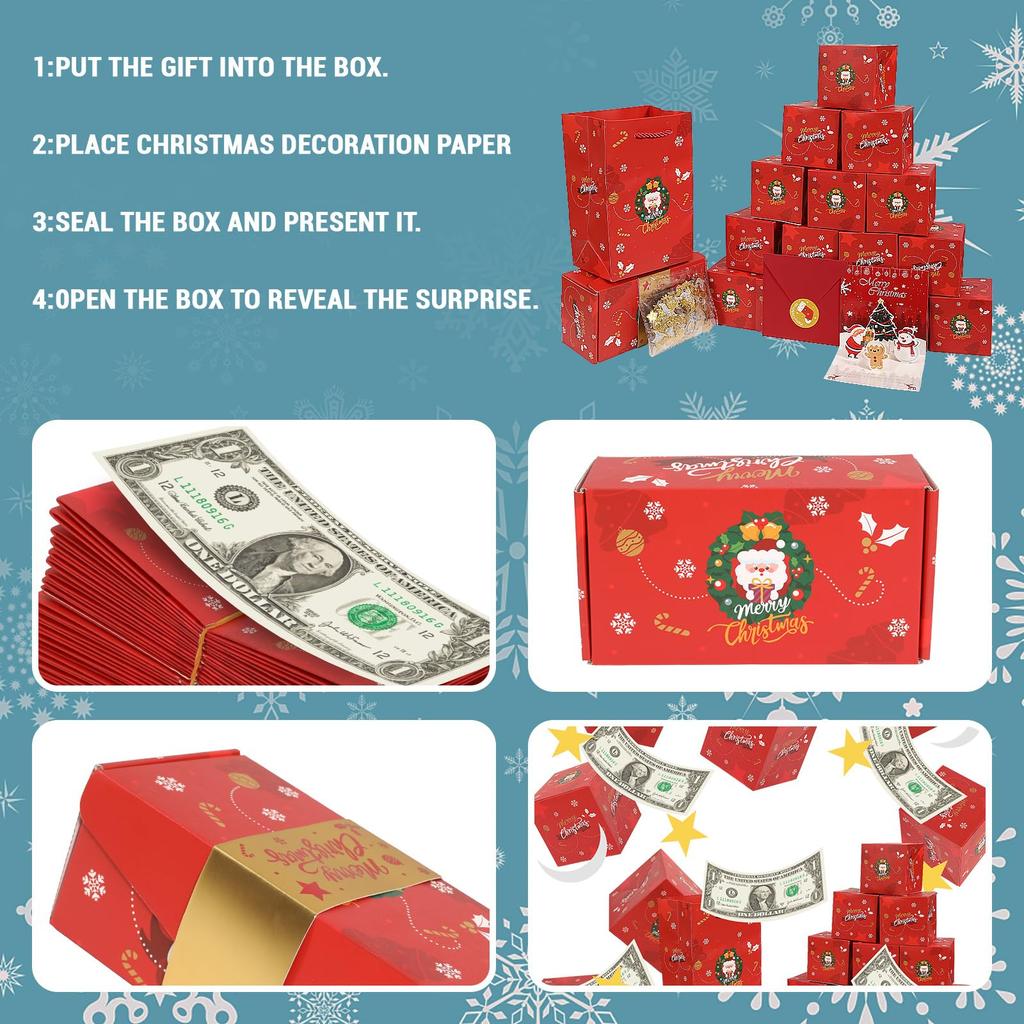 Surprise Box Gifts 20PCS Exploding Money Boxes for Christmas Xmas Pop Up Boxes Creative Xmas Gifts for Party Birthday Decor