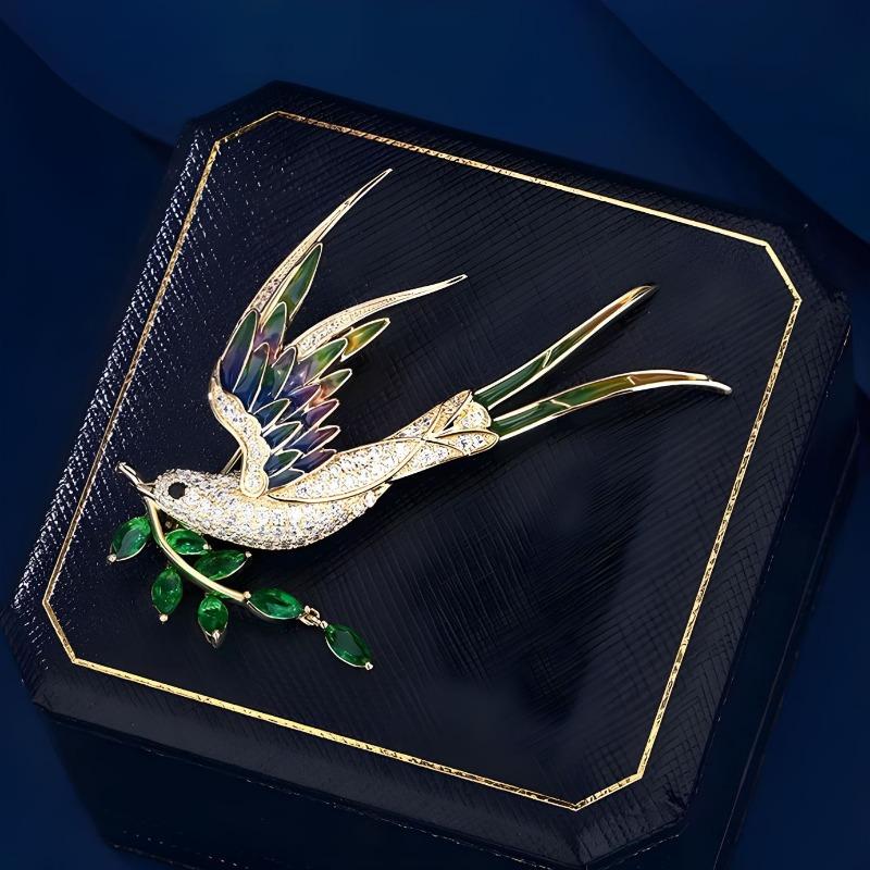 Chinese-style Enamel Swallow Brooch, A High-end, Fashionable and Elegant Brooch for Women, Exquisitely Luxurious
