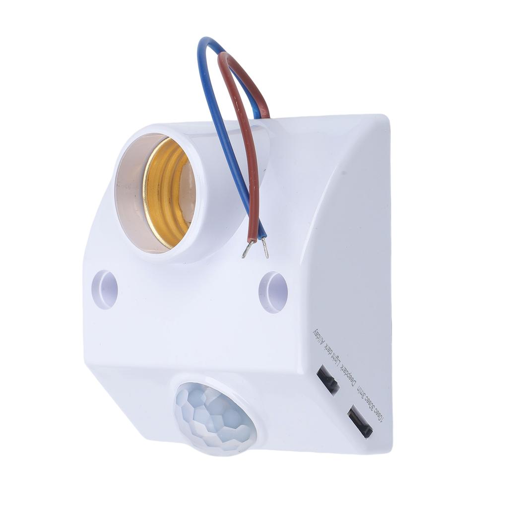 1X Human Body Induction Plastic Lamp Holder For E27 Bulbs AC110-240V LED Automatic Human Body Infrared IR Sensor Lamp Holder