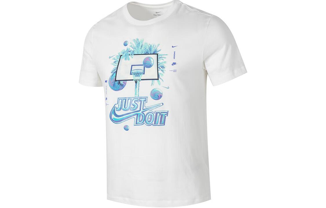 

Nike T Shirts Men s White Crew Neck Moderate Straight Fit FV8411-133 M