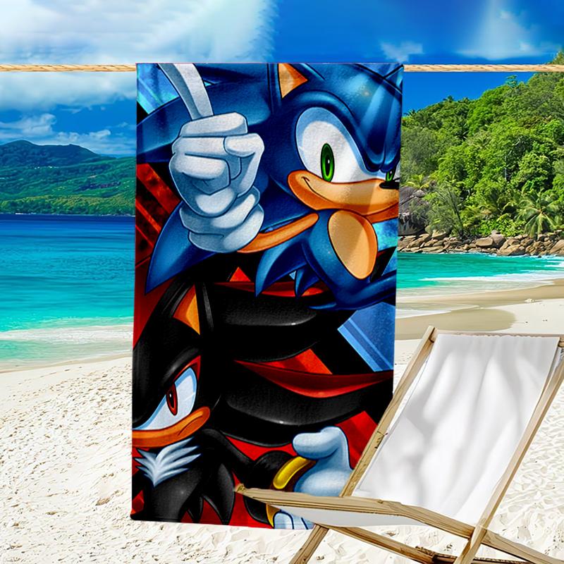 Ultra-Soft Beach Towel with Sonic Theme,Ideal for Pool - Camping, Diving - Perfect Travel Essential, Vibrant Beach Towel.