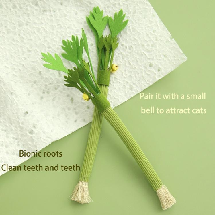 3Pcs Bells Equipped Cats Chew Toy Interactive Realistic Celery Shape Silvervine Enhances Felt Plaything For Indoor Pet