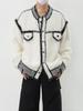 Unisex Color Block Knit Cardigan Jacket - Heavyweight Plush, Autumn/Winter Trendy Loose Fit